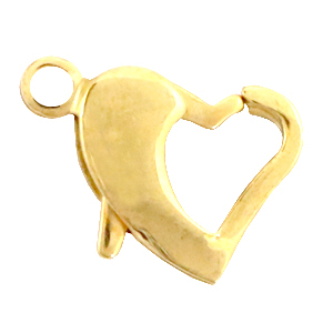 Appr&ecirc;ts en acier inox fermoir mousqueton coeur 14mm Dor&eacute;