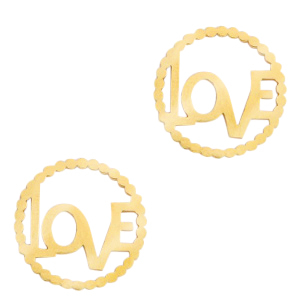 Breloques en acier inox connecteur "LOVE" Dor&eacute;