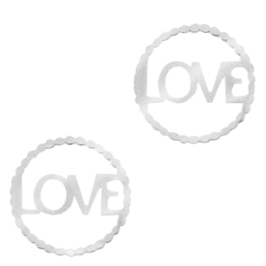 Breloques en acier inox connecteur "LOVE" Argent&eacute;