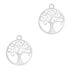 Breloques en acier inox arbre de vie Argent&eacute;