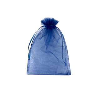 Sachet &agrave; bijoux en organza 7x9cm Bleu marine