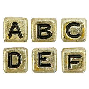 Perles lettres acryliques m&eacute;lang&eacute;es Dor&eacute;-noir