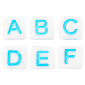 Perles lettres acryliques m&eacute;lang&eacute;es Blanc-bleu