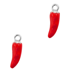Breloques en m&eacute;tal Basic Quality piment Argent&eacute;-rouge