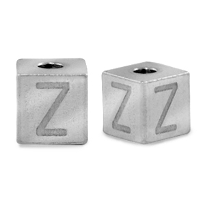 Perles en acier Inox lettre Z Argent&eacute;