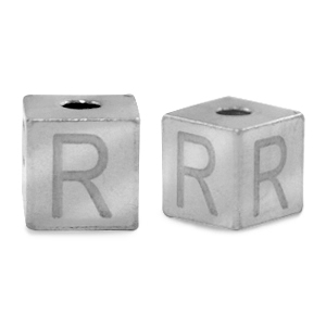 Perles en acier Inox lettre R Argent&eacute;