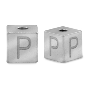 Perles en acier Inox lettre P Argent&eacute;