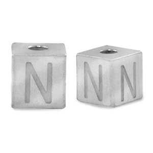 Perles en acier Inox lettre N Argent&eacute;