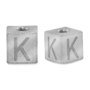 Perles en acier Inox lettre K Argent&eacute;
