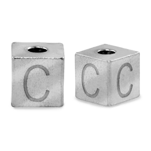 Perles en acier Inox lettre C Argent&eacute;