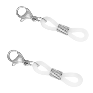 Appr&ecirc;ts en acier inox attache cordon &agrave; lunettes avec fermoir mousqueton Argent&eacute;-transparant