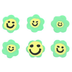 Perles en polym&egrave;re fleur smiley Vert n&eacute;on
