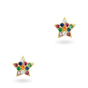 &Eacute;l&eacute;ments en laiton et zirconium arc-en-ciel petite &eacute;toile Dor&eacute;
