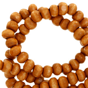 Perles en bois rond 10mm Marron ambre