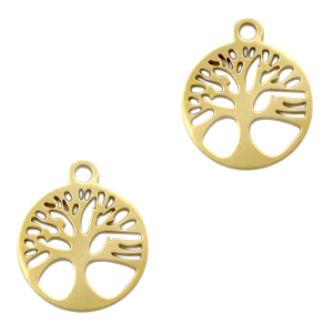 Breloques en acier Inox arbre de vie Dor&eacute;