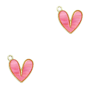 Pendentifs en r&eacute;sine coeur Dor&eacute;-rose