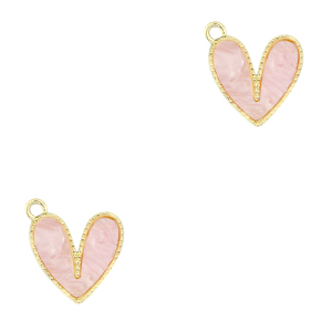 Pendentifs en r&eacute;sine coeur Dor&eacute;-rose clair