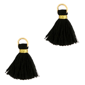 Pompons 1.5cm Dor&eacute;-noir