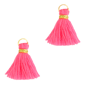 Pompons 1.5cm Dor&eacute;-rose n&eacute;on
