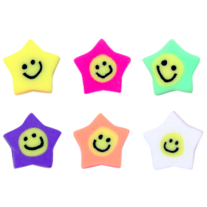 Perles en polym&egrave;re &eacute;toile smiley Multicolore