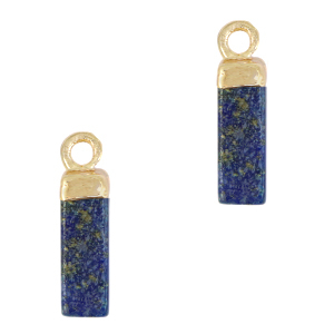 Pierres naturelles pendentifs tube Bleu sapphire-dor&eacute;
