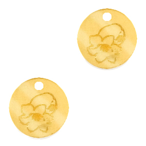 Breloques Plexx 12mm Fleur de naissance Mai - Muguet Dor&eacute;