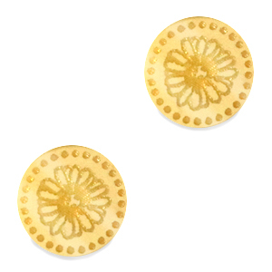 Cabochons Plexx 12mm Fleur de naissance Avril - Marguerite Dor&eacute;