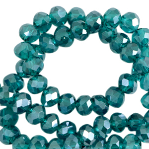 Perles &agrave; facettes 4x3mm disque Heishi Bleu Danube-pearl shine coating