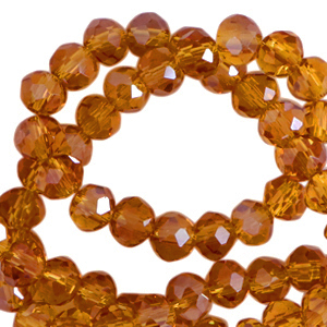 Perles &agrave; facettes 4x3mm disque Heishi Marron roux-pearl shine coating