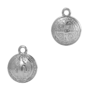 Breloques en m&eacute;tal DQ religieuse 12mm Argent&eacute; antique (sans nickel)