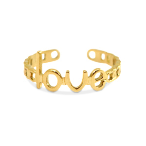 Bagues en acier Inox Love Dor&eacute;