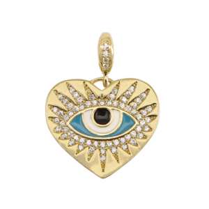 M&eacute;tal TQ laiton breloques &eacute;maill&eacute;es oeil porte-bonheur Dor&eacute;-bleu