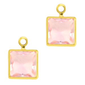 Pendentifs en verre Crystal Glass carr&eacute; Rose-dor&eacute;