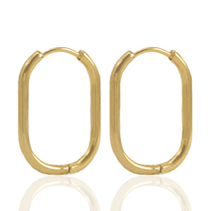 Boucles d'oreilles en acier inox cr&eacute;oles ovale Dor&eacute;