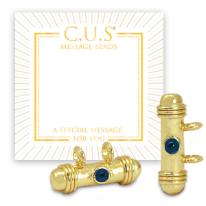 Bijoux C.U.S&reg; message beads breloque Dor&eacute;-bleu fonc&eacute;