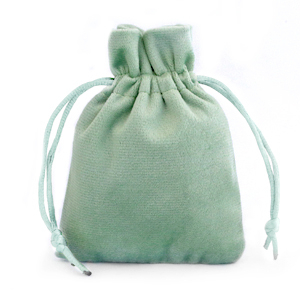Sachet &agrave; bijoux en velours Vert cendre