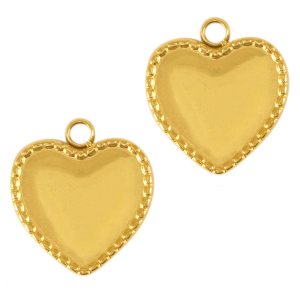 Breloques en acier Inox coeur Dor&eacute;