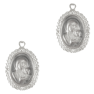 Breloques en m&eacute;tal DQ Maria et J&eacute;sus Argent&eacute; antique (sans nickel)