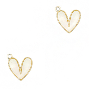 Pendentifs en r&eacute;sine coeur Dor&eacute;-blanc cass&eacute;