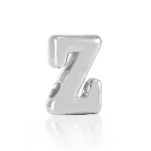 Perles alphabet en m&eacute;tal DQ Z Argent&eacute; antique (sans nickel)