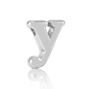 Perles alphabet en m&eacute;tal DQ Y Argent&eacute; antique (sans nickel)