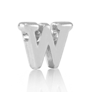 Perles alphabet en m&eacute;tal DQ W Argent&eacute; antique (sans nickel)