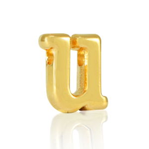 Perles alphabet en m&eacute;tal DQ U Dor&eacute; (sans nickel)