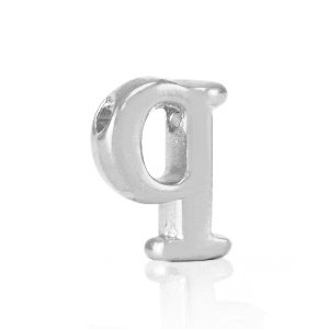 Perles alphabet en m&eacute;tal DQ Q Argent&eacute; antique (sans nickel)