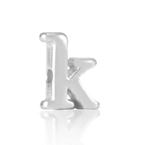Perles alphabet en m&eacute;tal DQ K Argent&eacute; antique (sans nickel)