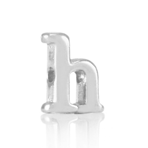 Perles alphabet en m&eacute;tal DQ H Argent&eacute; antique (sans nickel)