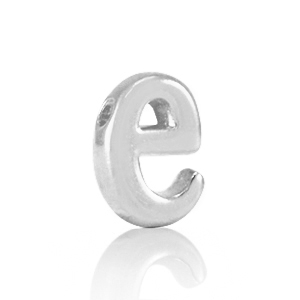 Perles alphabet en m&eacute;tal DQ E Argent&eacute; antique (sans nickel)
