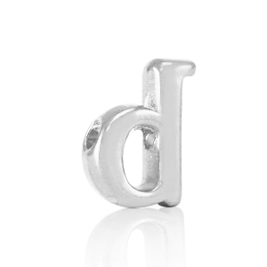 Perles alphabet en m&eacute;tal DQ D Argent&eacute; antique (sans nickel)