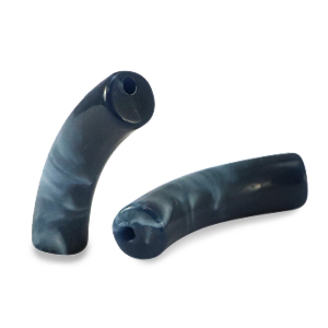 Perles acryliques tube Bleu nuit fonc&eacute; marbr&eacute;