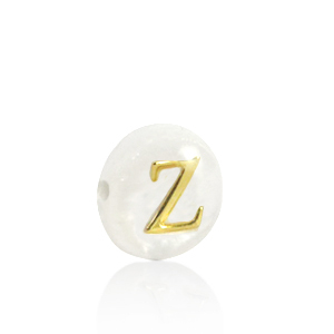 Perles coquillage lettre Z Dor&eacute;-blanc (couleur naturelle)